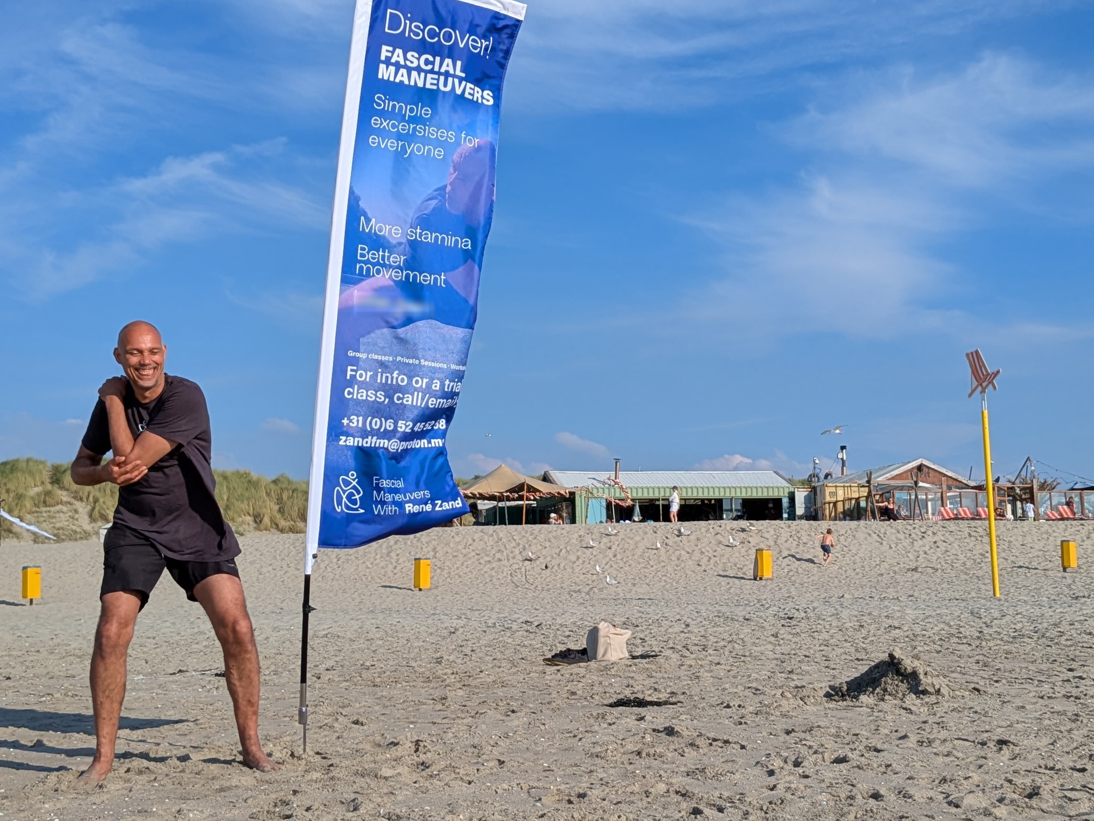 Rene at an outdoor workshop on the beach
